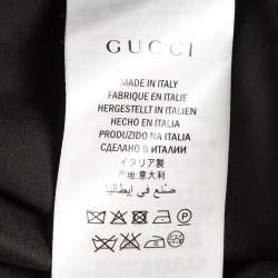 Pre Owned Gucci Black/Red Ghost Diamond Print Silk Lurex Knit Trim Detail Top L