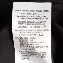 Pre Owned Gucci Black/Red Ghost Diamond Print Silk Lurex Knit Trim Detail Top L