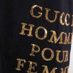 Gucci Black Logo Sequin Embroidered Cotton Oversized T-Shirt S