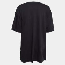 Gucci Black Logo Sequin Embroidered Cotton Oversized T-Shirt S