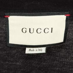 Gucci Black Logo Sequin Embroidered Cotton Oversized T-Shirt S