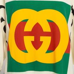 Pre Owned Gucci Cream Retro Logo Print Oversized T-Shirt Dress S