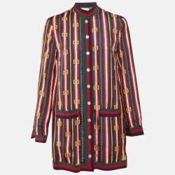 Gucci Multicolor Printed Silk Button Front Tunic S