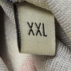 Pre Owned Gucci Blue GG Wallpaper Print Jersey Crystal Closure Midi Dress XXL