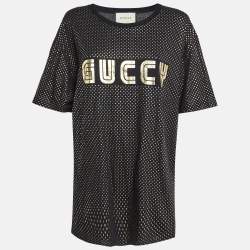 Gucci Black Star Print 'Guccy' Crew Neck T Shirt XXL