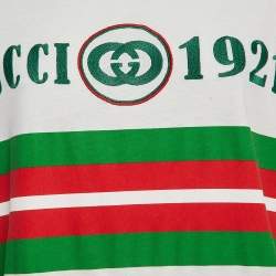 Pre Owned Gucci White Embroidered Cotton Knit T-Shirt M