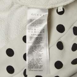 Pre Owned Gucci White Polka Dot and Logo Print Cotton Crew Neck Sweatshirt L