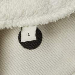 Pre Owned Gucci White Polka Dot and Logo Print Cotton Crew Neck Sweatshirt L