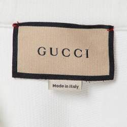 Pre Owned Gucci White GG Jacquard Knit Mock Neck Mini Dress XS