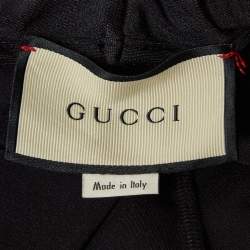 Pre Owned بنطلون جيرسيه غووتشي أسود بخطوط جانبية صغيرًا