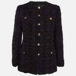 Gucci Black Tweed Button Front Jacket M