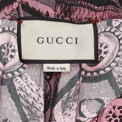 Gucci Pink Printed Silk Flared Trousers L