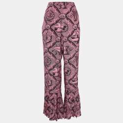 Gucci Pink Printed Silk Flared Trousers L