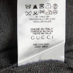 Pre Owned Gucci Grey Web Trim Cotton Knit Zip Front Hoodie XL