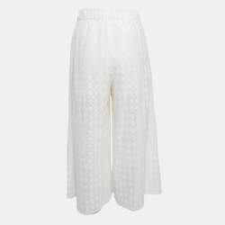 Pre Owned Gucci GG Floral Lace Wide Leg Trousers S