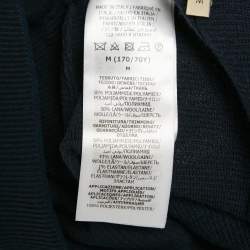 Pre Owned Gucci Navy Blue Textured Stretch Knit Wide Leg Trousers M