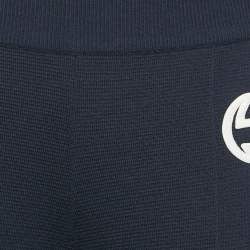 Pre Owned Gucci Navy Blue Textured Stretch Knit Wide Leg Trousers M