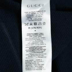 Pre Owned Gucci Navy Blue GG Interlock Waffle Knit Sweatshirt M