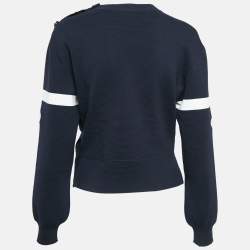 Pre Owned Gucci Navy Blue GG Interlock Waffle Knit Sweatshirt M