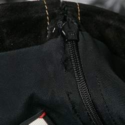 Gucci Black Embellished Closure Wool and Suede Belted Short Dress M