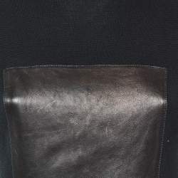 Pre Owned Gucci Black Knit Cashmere Leather Patch High Neck Sweater L