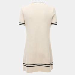 Gucci Cream Contrast Trim Wool Knit Horsebit Chain Detail Dress XL