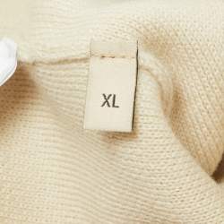 Gucci Cream Contrast Trim Wool Knit Horsebit Chain Detail Dress XL