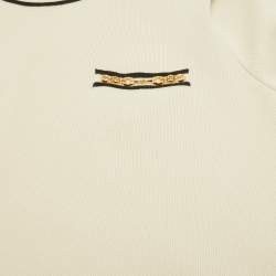 Gucci Cream Contrast Trim Wool Knit Horsebit Chain Detail Dress XL