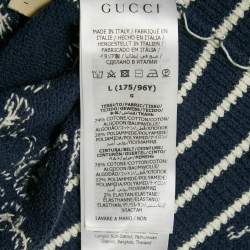 Gucci Blue Zima Jacquard Cotton Blend Knit Mini Dress L