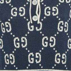 Gucci Blue Zima Jacquard Cotton Blend Knit Mini Dress L