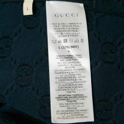 Pre Owned Gucci Navy Blue Zima Jacquard Knit Zip-Up Cardigan L