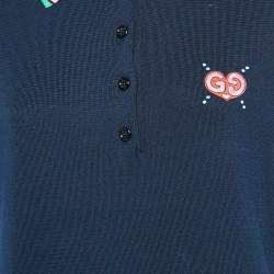 Pre Owned Gucci Navy Blue Knit Embroidered Mini Dress L
