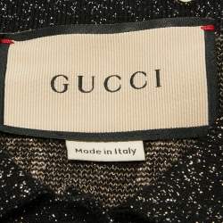 Gucci Black GG Supreme Jacquard Lurex Knit Mini Polo Dress XL