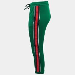 Pre Owned Gucci Green Jersey Side Stripe Detail Technical Joggers XXS