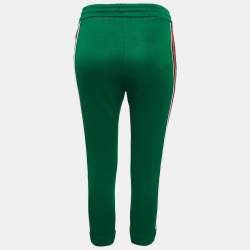 Pre Owned Gucci Green Jersey Side Stripe Detail Technical Joggers XXS