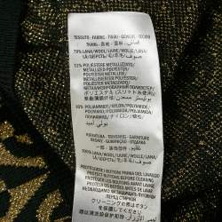 Gucci Black/Gold Logo Patterned Wool Blend Lurex Knit Cardigan S