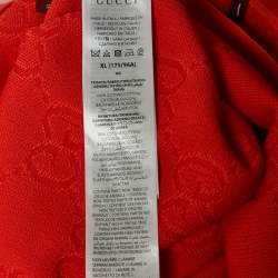 Pre Owned Gucci Red GG Jacquard Cotton Knit Midi Polo Dress XL