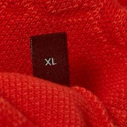 Pre Owned Gucci Red GG Jacquard Cotton Knit Midi Polo Dress XL