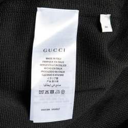 Pre Owned Gucci Black Striped Silk & Cotton Knit Cardigan M