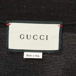 Pre Owned Gucci Black Striped Silk & Cotton Knit Cardigan M