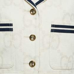 Pre Owned Gucci Light Beige Supreme Jacquard Canvas Crop Jacket M