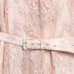 Gucci Pink Floral Lace Belted Shirt Dress XL