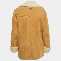 Gucci Brown Fur and Leather Buttoned Coat S