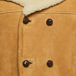 Gucci Brown Fur and Leather Buttoned Coat S