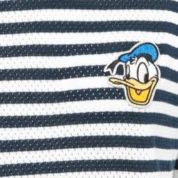 Gucci X Disney Navy Blue Striped and Pinhole Cotton T-Shirt L