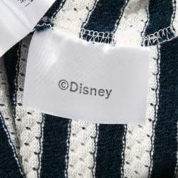 Gucci X Disney Navy Blue Striped and Pinhole Cotton T-Shirt L