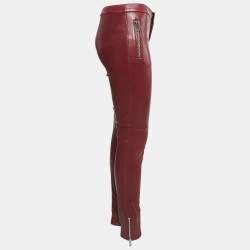 مملوكة مسبقًا Gucci Burgundy Leather Skinny Pants S