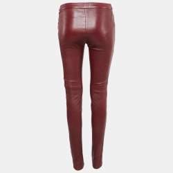 مملوكة مسبقًا Gucci Burgundy Leather Skinny Pants S