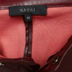 مملوكة مسبقًا Gucci Burgundy Leather Skinny Pants S