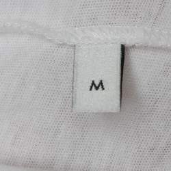 Pre Owned Gucci White Floral Embroidery Cotton Distressed Neck T-Shirt XL